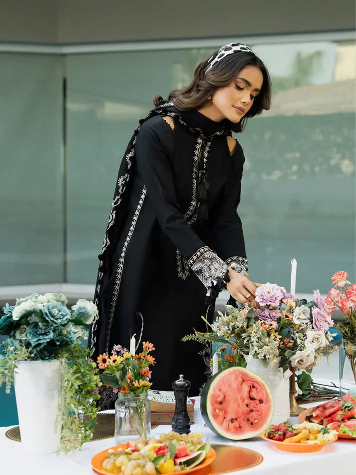 Elegant 3-Piece | Deep Black | Premium Embroidered Outfit