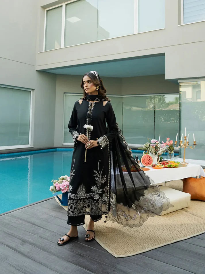 Elegant 3-Piece | Deep Black | Premium Embroidered Outfit