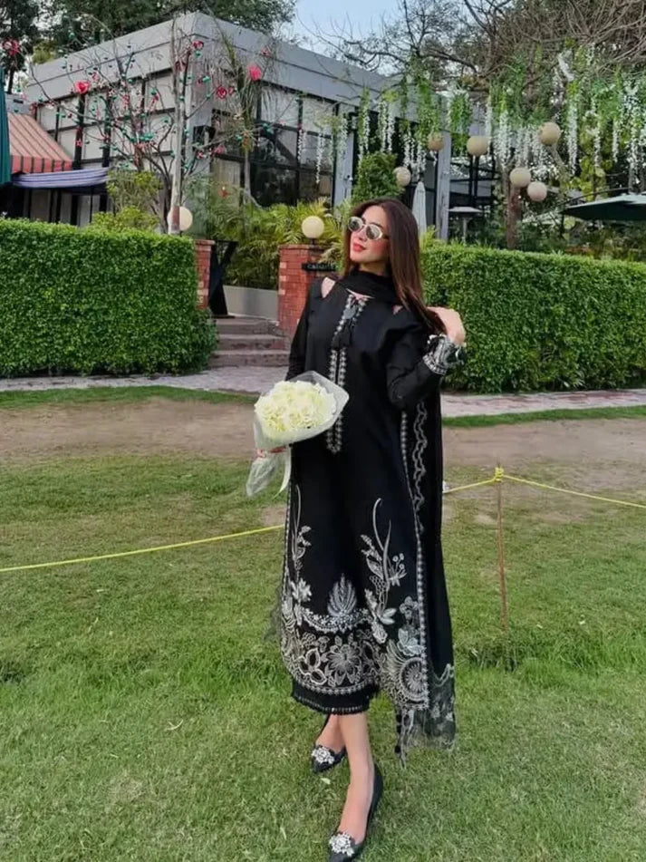 Elegant 3-Piece | Deep Black | Premium Embroidered Outfit