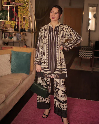 Wrinkle Free & Flowy Unstitched 2 piece printed Co-Ord Outfit