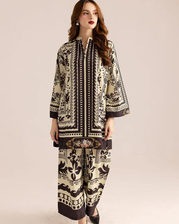Wrinkle Free & Flowy Unstitched 2 piece printed Co-Ord Outfit