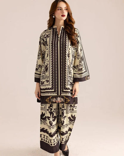 Wrinkle Free & Flowy Unstitched 2 piece printed Co-Ord Outfit