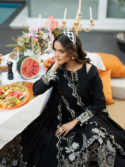 Elegant 3-Piece | Deep Black | Premium Embroidered Outfit